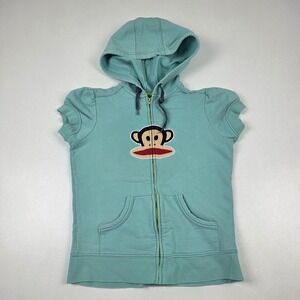 VTG Y2K Paul Frank Hoodie Womens Small Aqua Blue Zip Julius Monkey Graphic